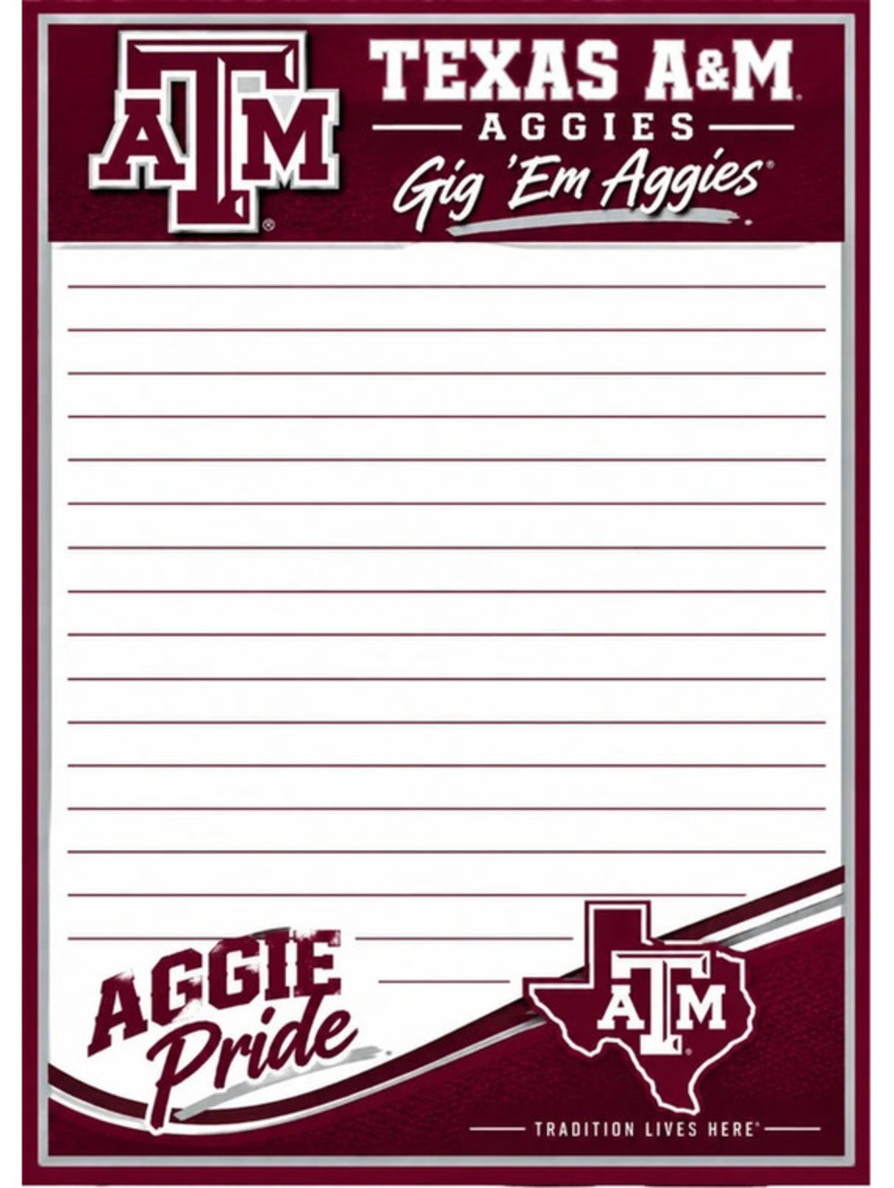 Texas A&M Aggies Inspired 5x7 Peel & Tear-Off Notepad